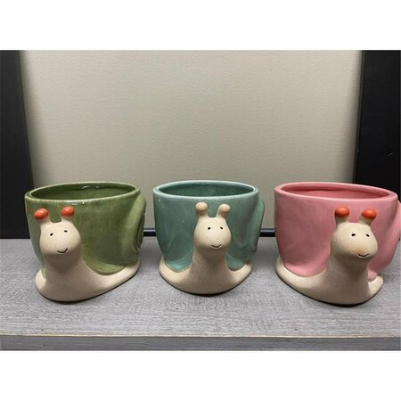 CUADRILATERO 16 in. Assorted Color Ceramic Snail Planter, 3PK CU2742355